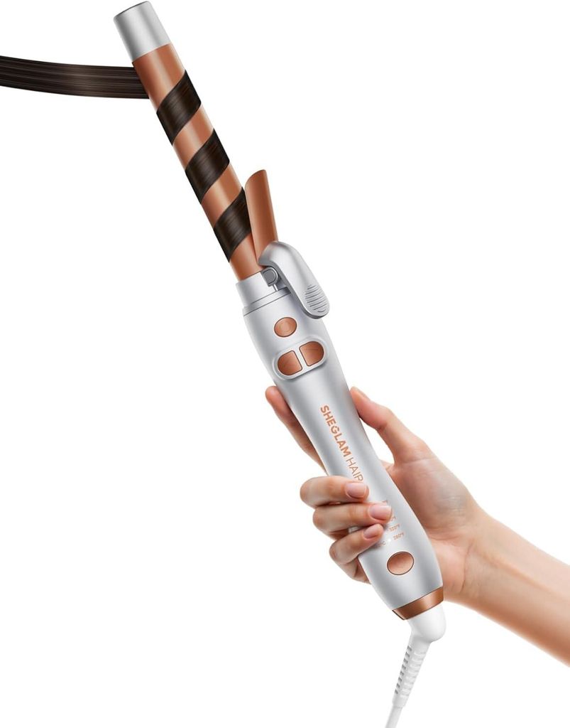 Automatischer Lockenstab 25mm mit Rotation, Keramik Curling Iron bis 220°C für Langes Haar, Selbstrotierende Walze, 5 Temperaturen, Dual Voltage