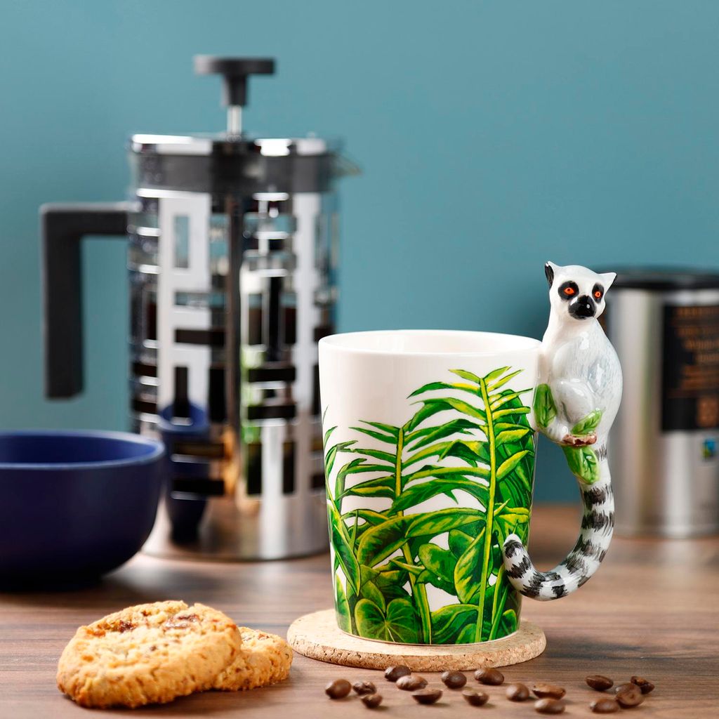 TAZZA LATTE MUG PAPPAGALLO ARA IN CERAMICA CON SCATOLA EFFETTO ROTTO ANIMALS