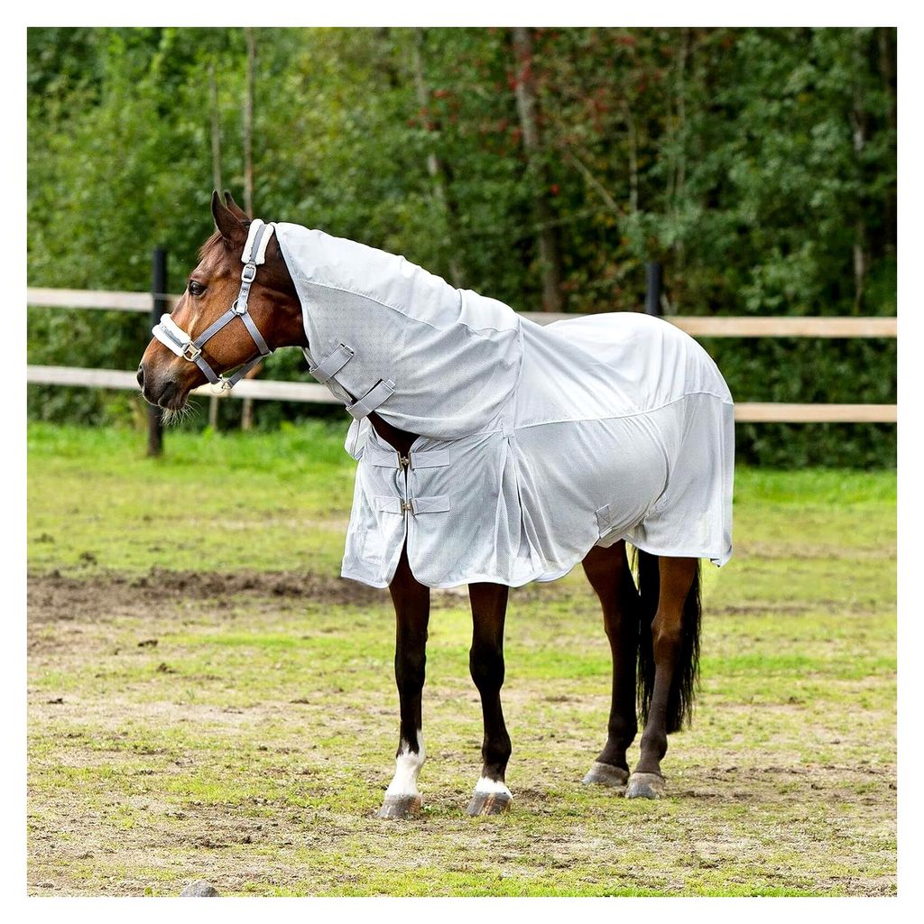 Pferdedecke Nevada Combo, Regendecke und Fliegendecke für Pferde und Ponys, Grau, 135
