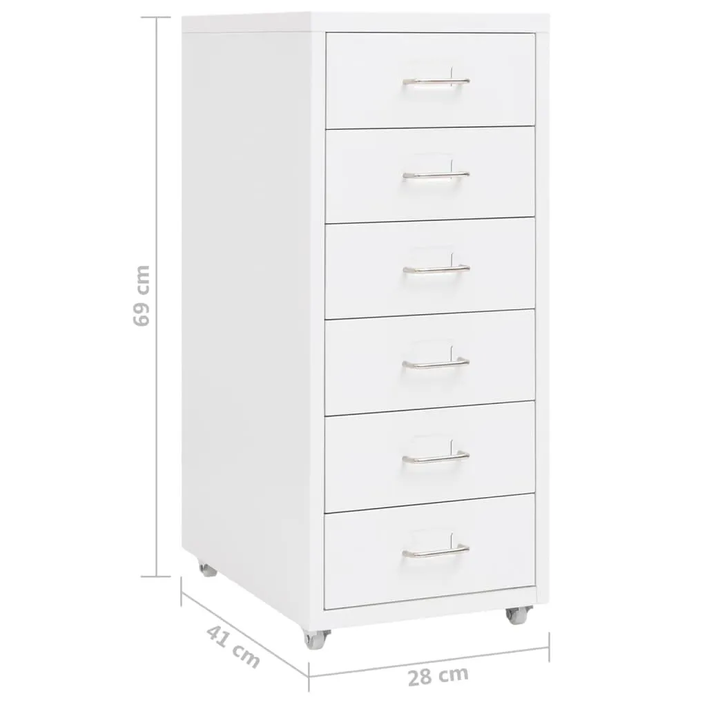 Caisson de bureau mobile en métal blanc avec tiroirs de rangement - 8