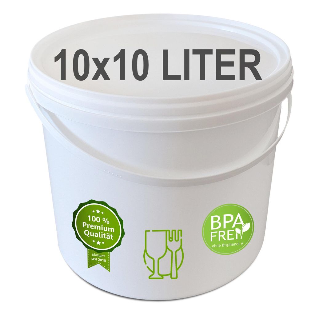 plasteo® 10x 10 litres Seau avec couvercle, qualité Image du produit 
