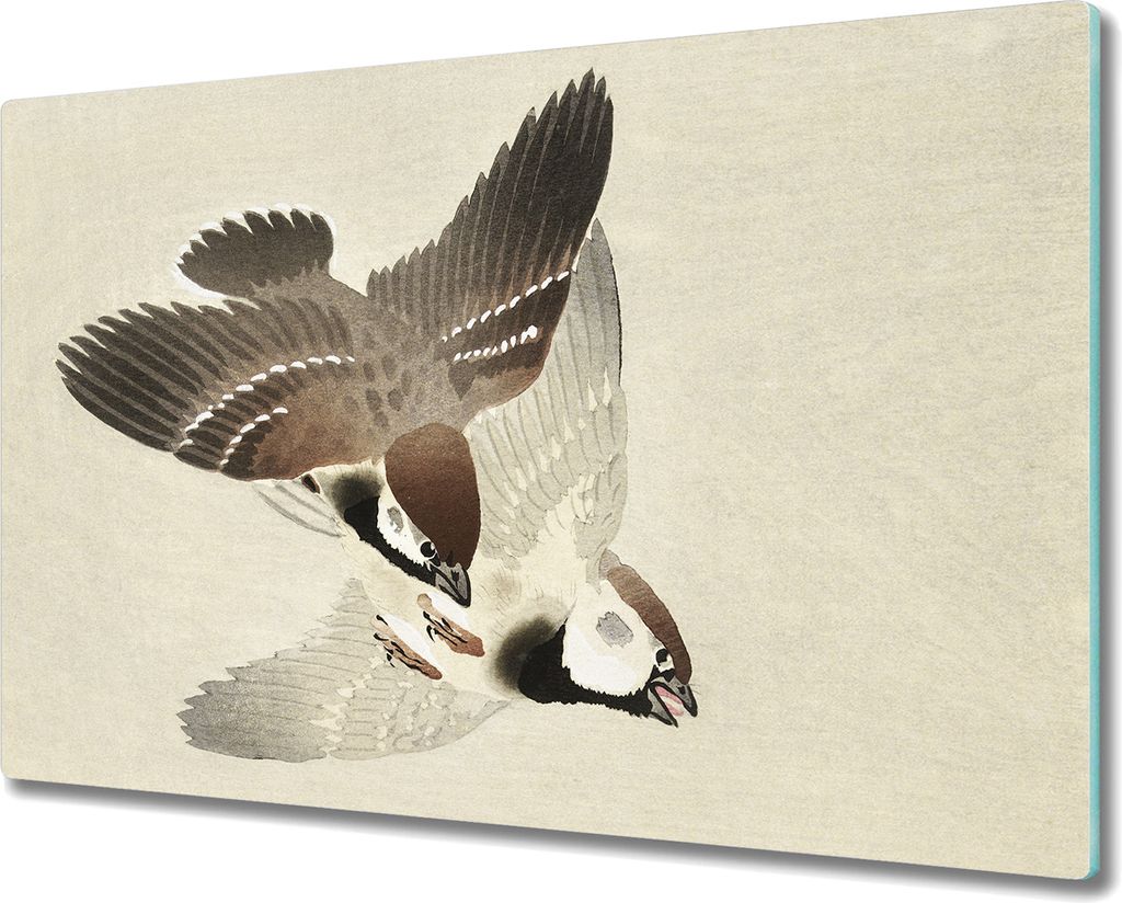 Coloray Hackbrett Kochplattenabdeckung Herdabdeckplatte 80x52 cm Schneidebrett Küchenbrett - Tiere Vögel Spatzen