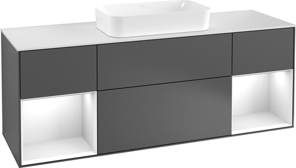 V&B Waschtischunterschrank Wandbeleuchtung Finion 160x60,3x50,1cm, Reg bla m Lac, wal ven