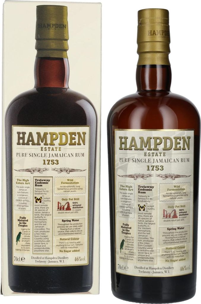 Hampden Estate 1753 3 Years Old Pure Single Jamaican Rum 46% Vol. 0,7l in Geschenkbox