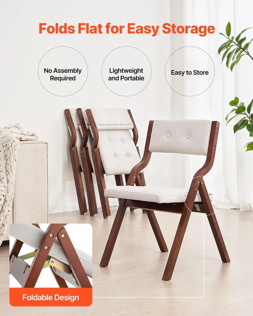 Chaises Pliantes de Réception en Bois Blanc avec Coussin pour Invités
