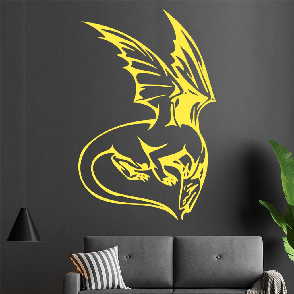 Mystischer Drachen Wandtattoo in 6 Größen - Wandaufkleber Wall Sticker - Dekoration, Küche, Wohnzimmer, Schlafzimmer, Badezimmer