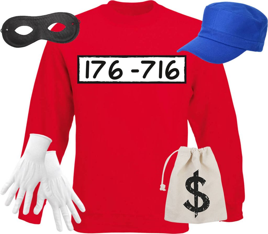 Panzer-Knacker Kostüm Für Erwachsene - Mit Maske, Handschuhen, Mütze & Geldtasche
