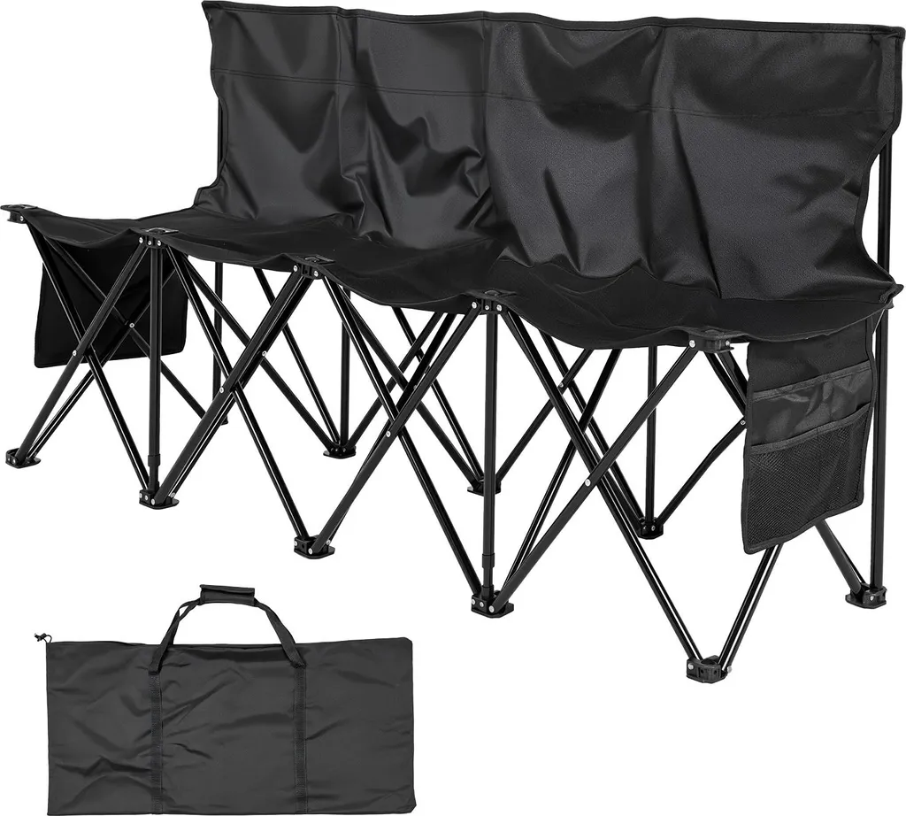 Banc pliable 4 places avec dossiers confortables et poches de rangement