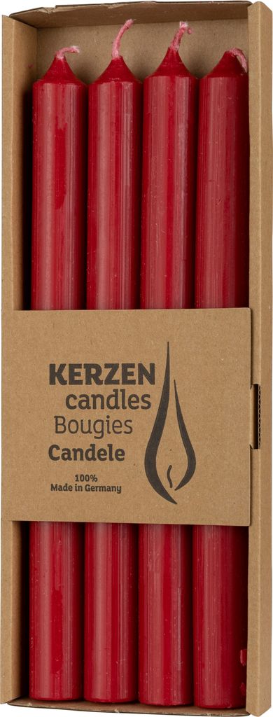 Stabkerzen "Rustik" Ø 2,2 x 25 cm, 4er Pack Rubin Produktbild 
