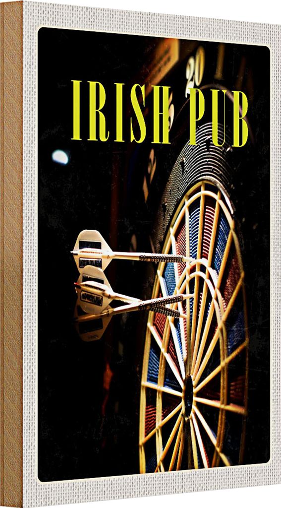 Holzschild Reise 20x30cm Irland Kneipen Spiel Dartboard