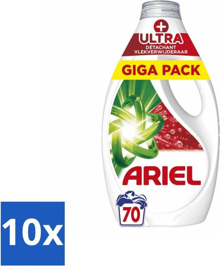 Ariel Flüssigwaschmittel + Ultra Fleckenentferner - 70 Wäschen - 3150 ml - Vorteilspack - 10 Stücke
