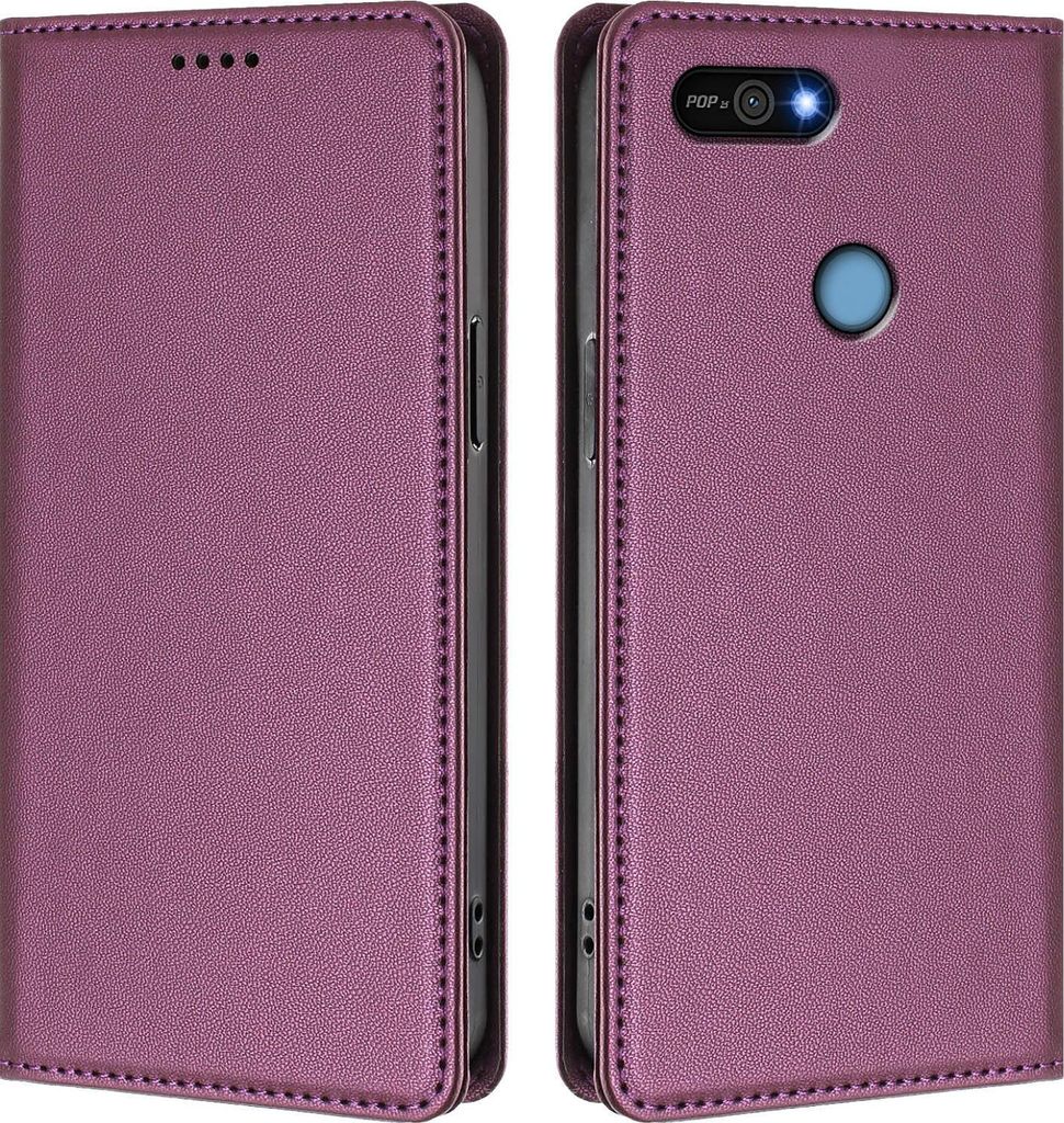 Handyhülle für Tecno Pop 2/Pop 2 Pro/Pop 2 F, Kunstleder Klapphülle Stoßfeste Magnetische Hülle mit Ständer Lila