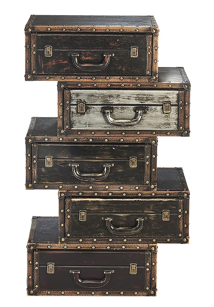 Kobolo Kofferregal Regal in Kofferoptik - braun - 5 Fächer - 60x31x102 cm - Standregal Aufbewahrung Einrichtung Deko Bücherregal Shelf Kleinmöbel