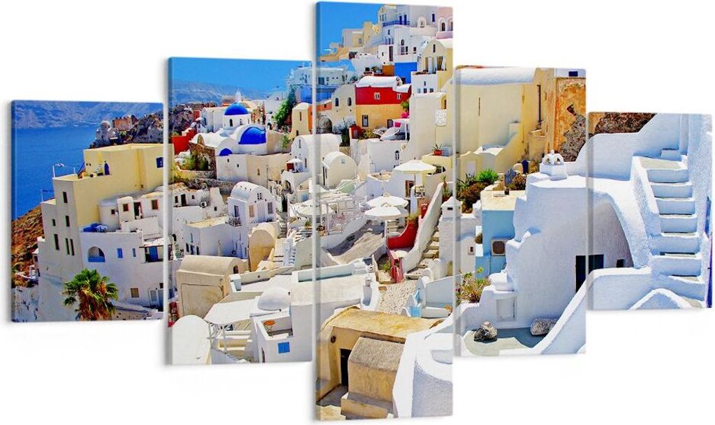 Bild auf Leinwand - Leinwandbild - Griechenland insel tourismus santorini - 125x70cm - Wand Bild - Wanddeko - Leinwanddruck - Bilder - Kunstdruck -...