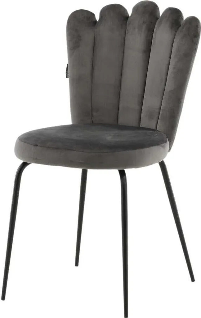 Chaise de salle à manger confortable en tissu gris et pieds métal
