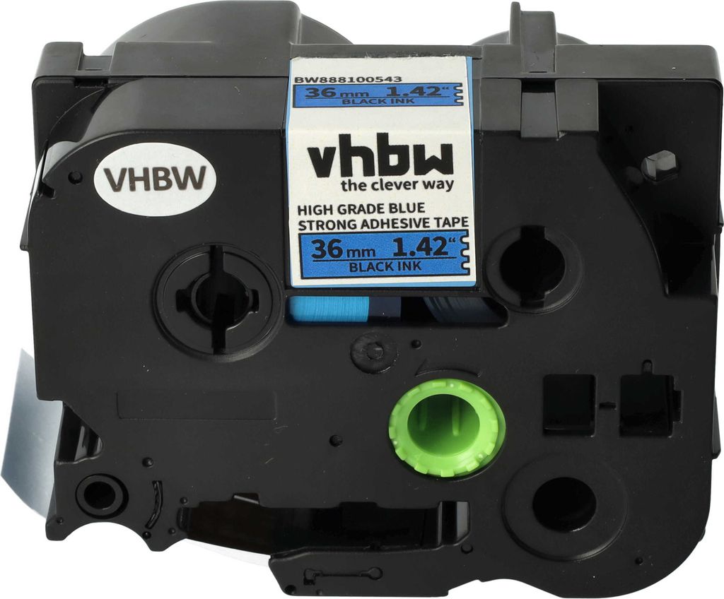 vhbw Schriftband-Kassette kompatibel mit Brother PT 9700PC, 9800PCN, RL700S, E550W, 9500pc Etiketten-Drucker 8m x 36mm Schwarz auf Blau, Extra Stark