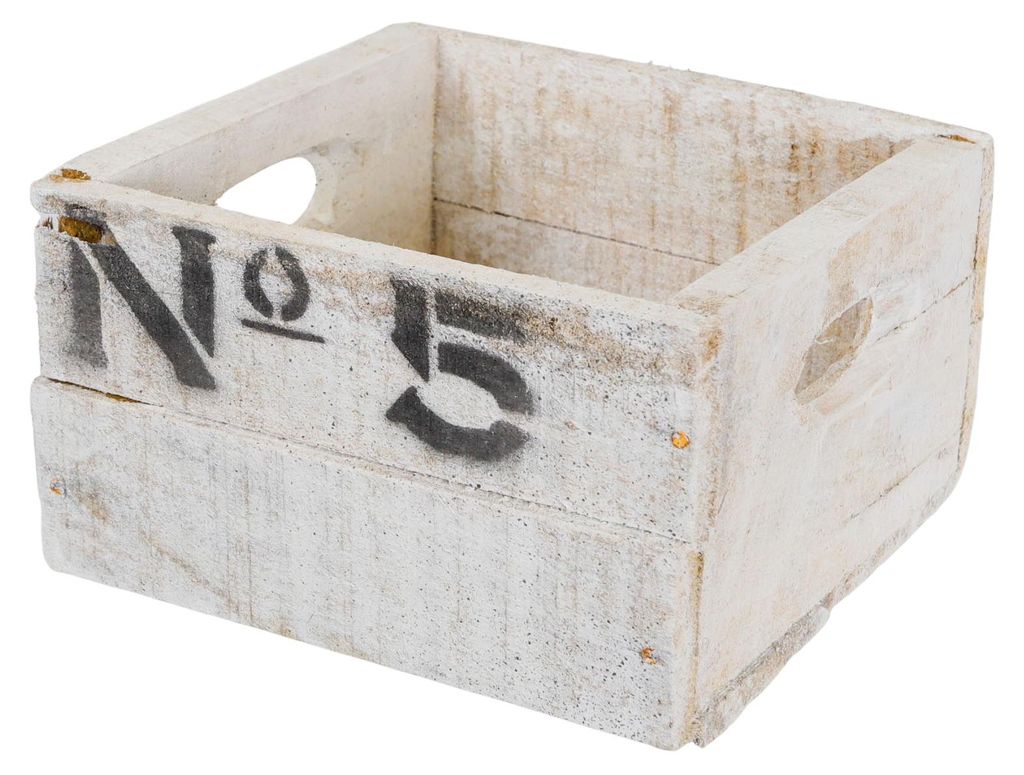 Weiße alte Holzkiste No5 18,5x17,5x11cm