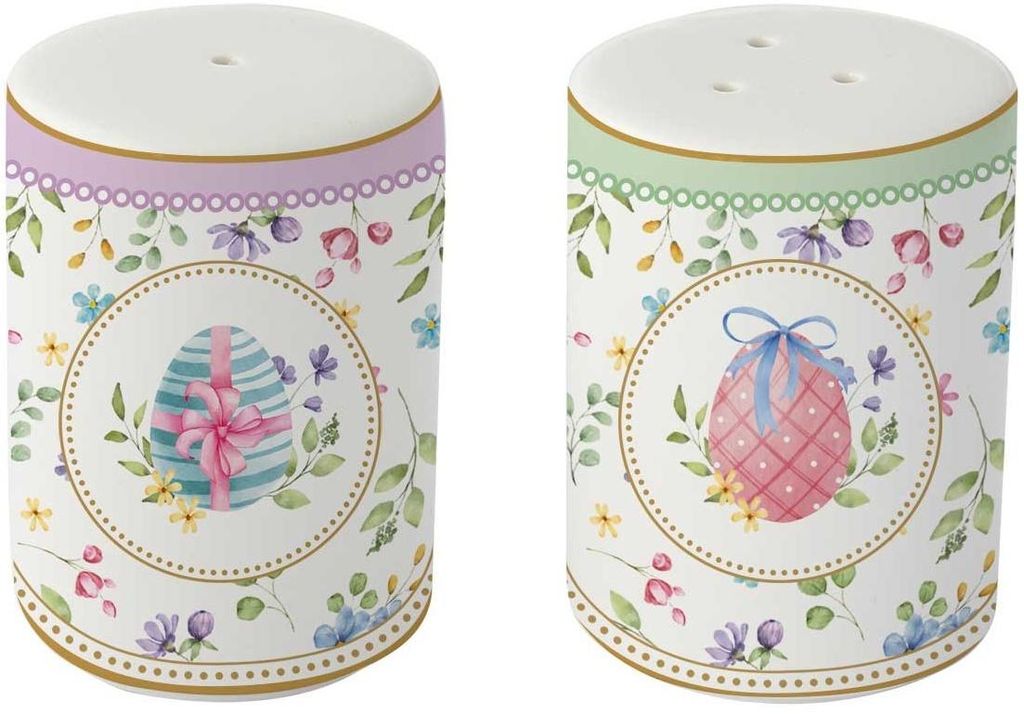 Pfeffer- und Salzstreuer SPRING BLOOM Hasen und Blumen 7cm Porzellan Easy Life
