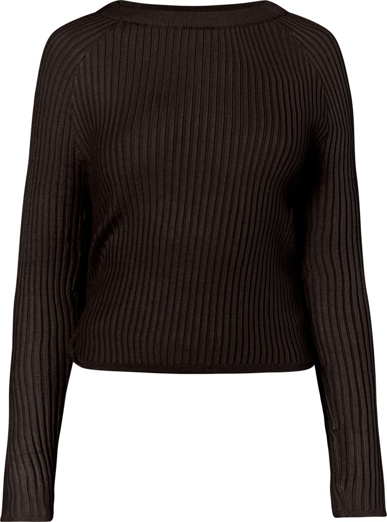 KRZY damen cropped-strickpullover - dunkelbraun, XL