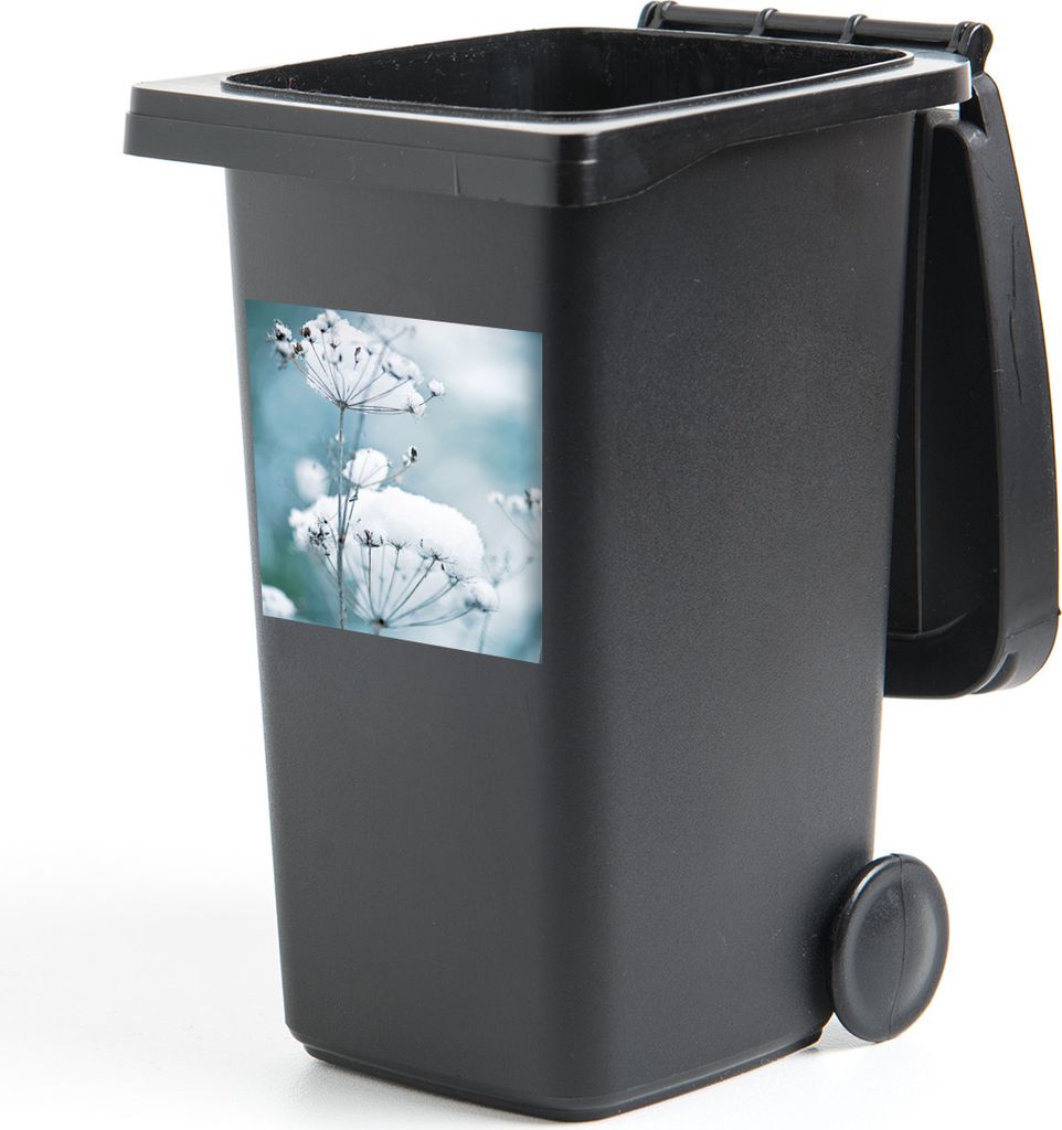 MuchoWow Mülltonnenaufkleber Schnee - Blumen - Winter - Zweige 40x40 cm - Abfall-Aufkleber - Container - für Abfallcontainer