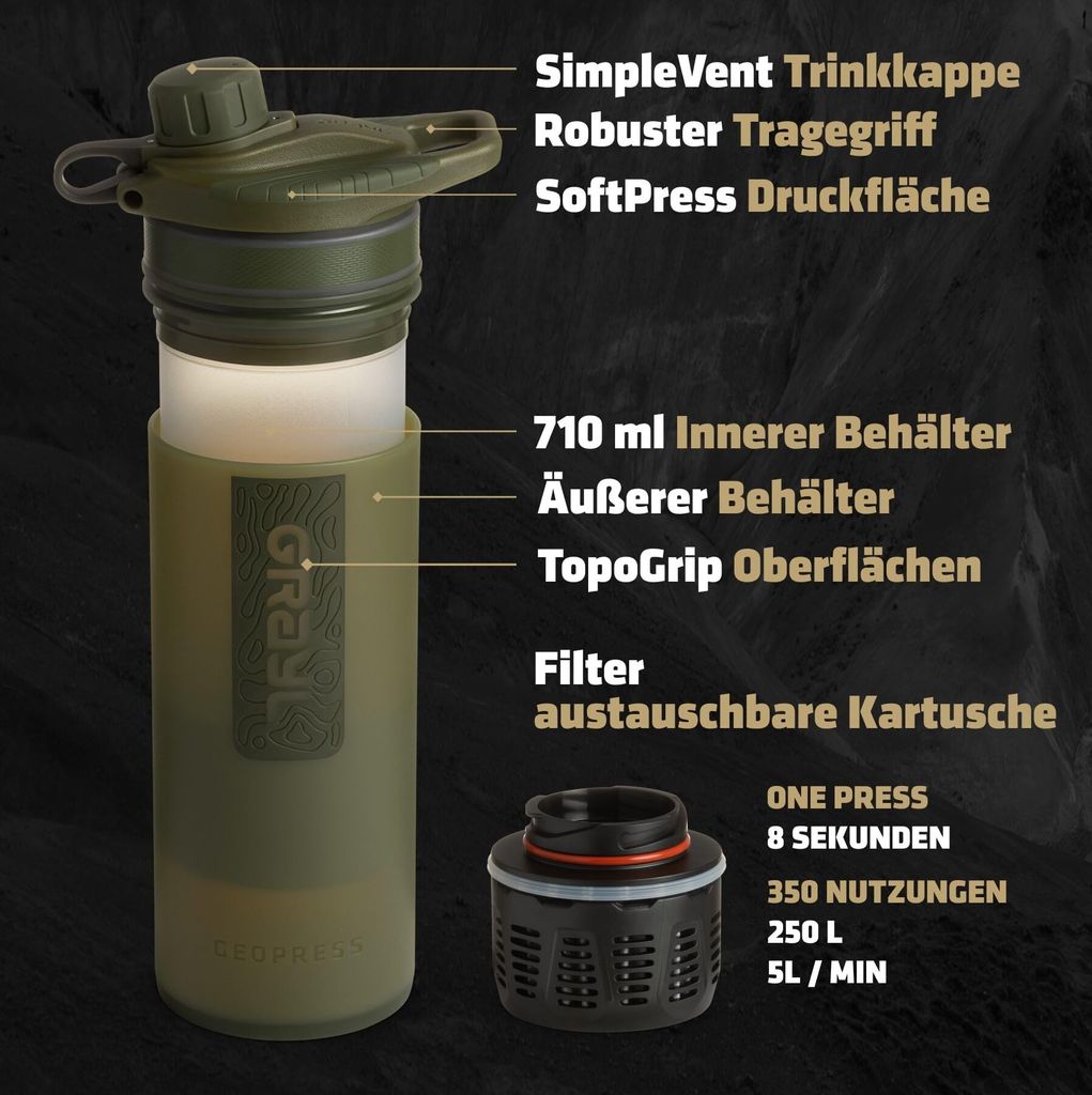 GRAYL® GEOPRESS Purifier olivově šedý Obrázek produktu 11