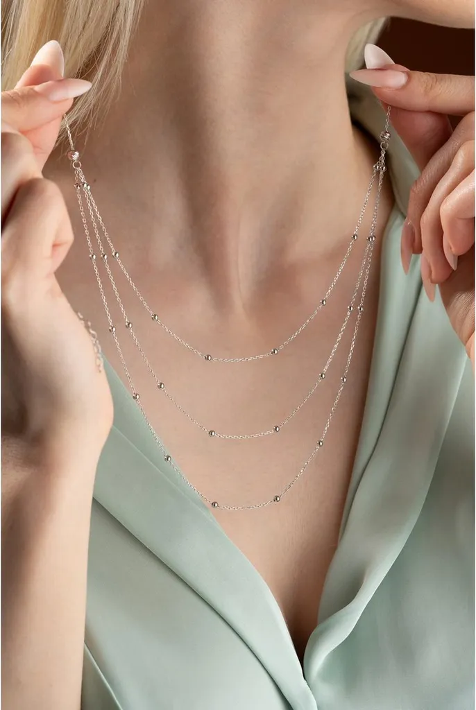 Collier multi-rangs en argent et perles Dorika au design raffiné - 5