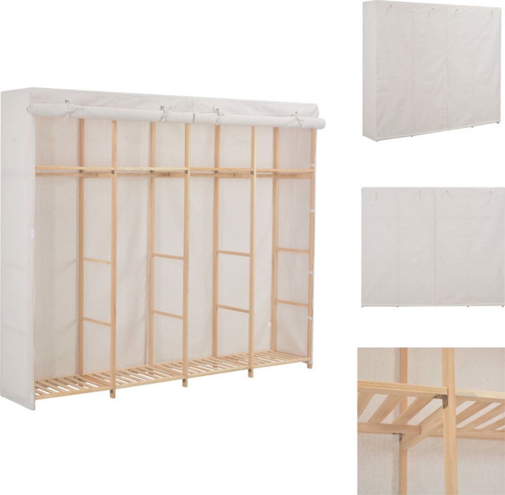 vidaXL Kleiderschrank Weiß 200 x 40 x 170 cm Stoff - Kleiderschränke