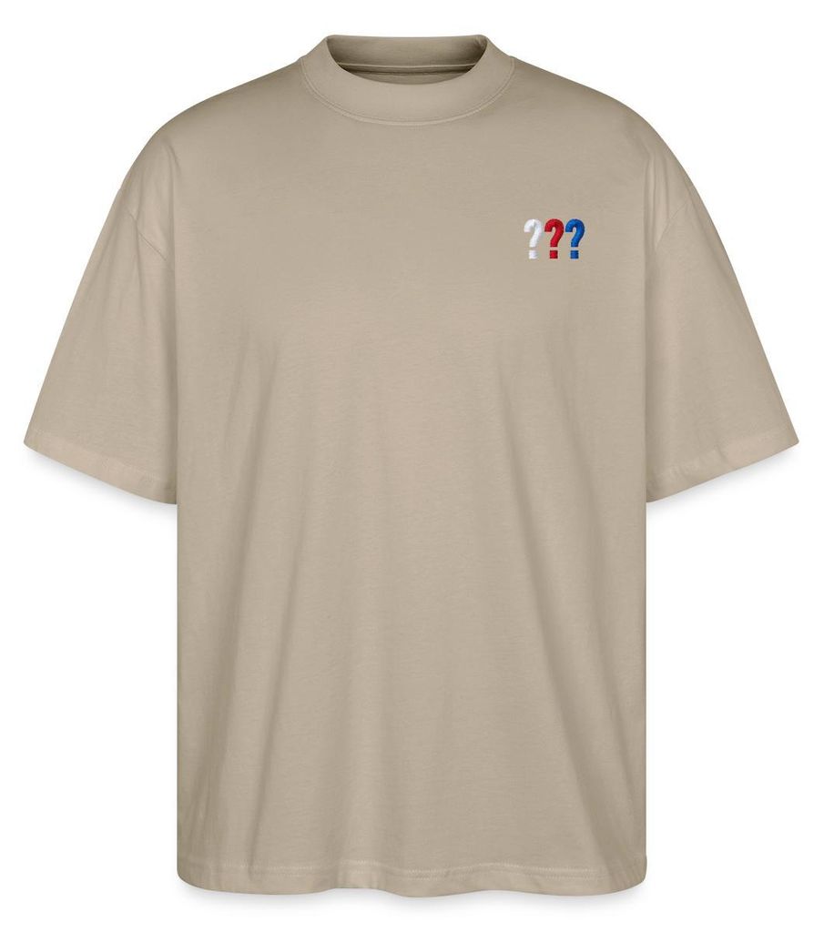 Spreadshirt Die Drei Fragezeichen Logo Stickerei Oversize Uni T-Shirt, L, Steingrau