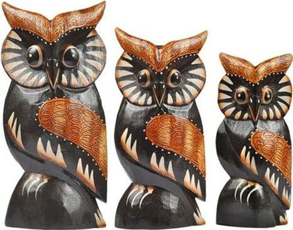 Eule WULA aus Albesia-Holz, verschiedene Größen, Grösse:ca. 20 cm