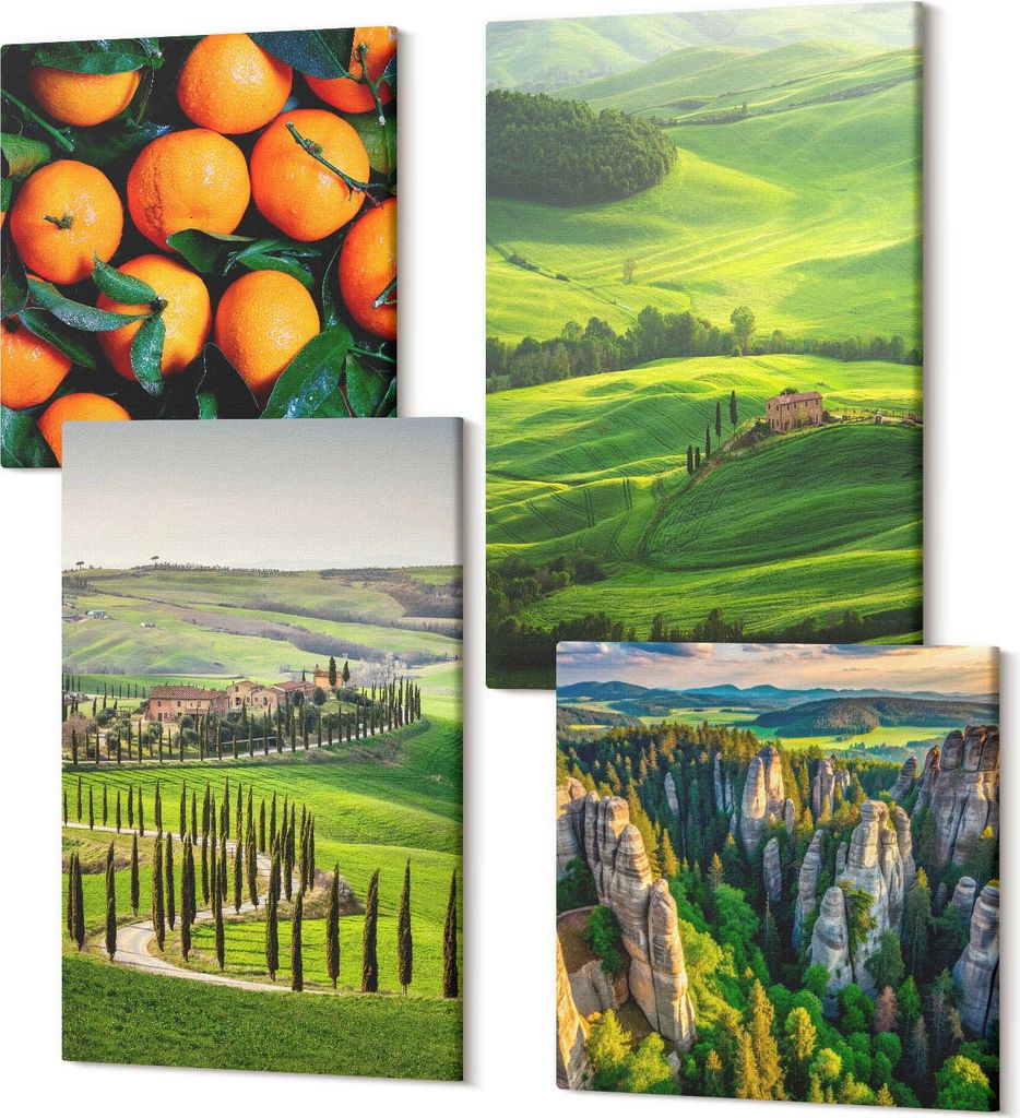 Wandbilder Leinwand 4-teilig – – Polycanvas Kunstdruck – Moderne Bilder für Wohnzimmer & Schlafzimmer – Aufhängefertig – 2x 40x40 cm +...