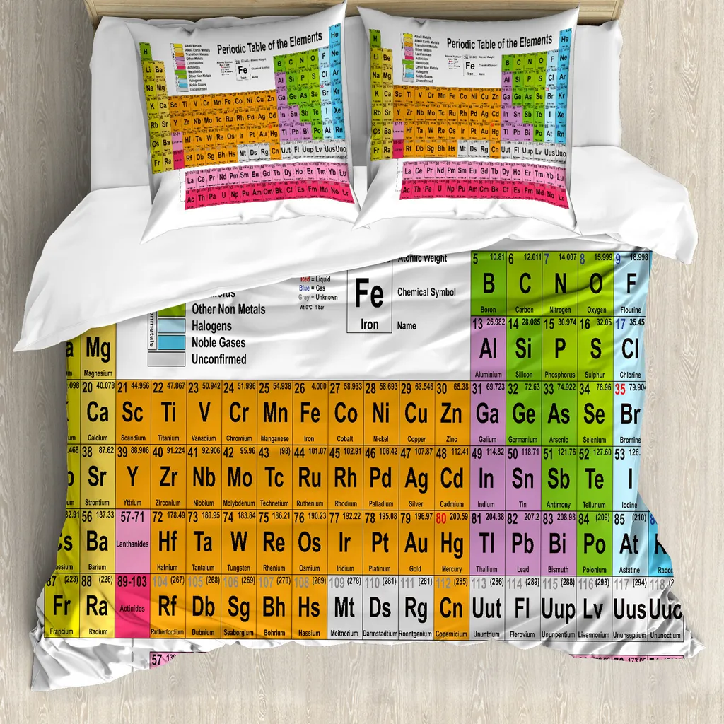 ABAKUHAUS Copripiumino Tavola Periodica 155x220cm Antiacaro per Amanti Chimica