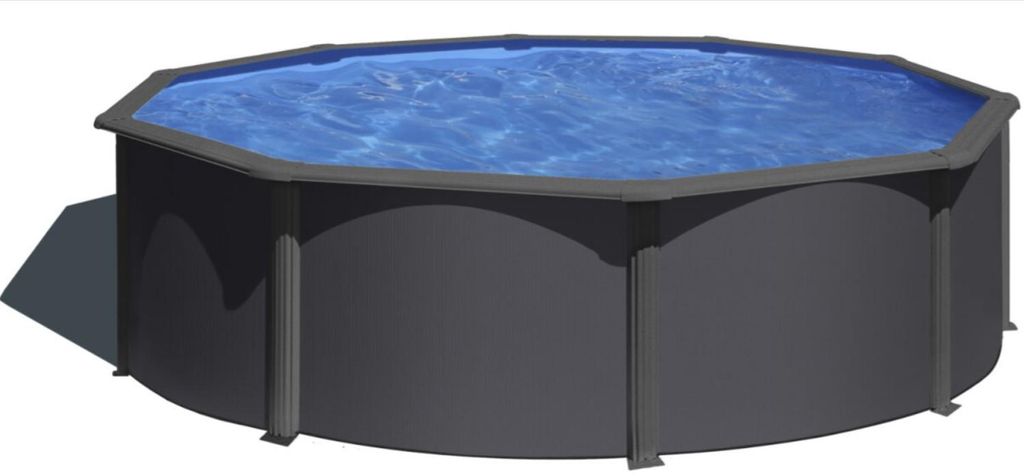 GRE Runder Stahlwandpool mit Anthrazitoptik KIT350GY – Ø 350 x 120 cm, Komplettset