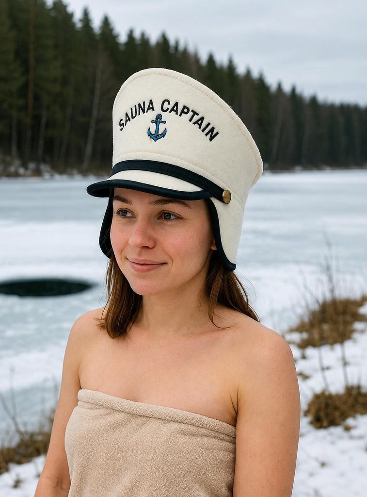 Cappello da sauna Captain in 100% lana con ricamo per uomo, Immagine del prodotto 