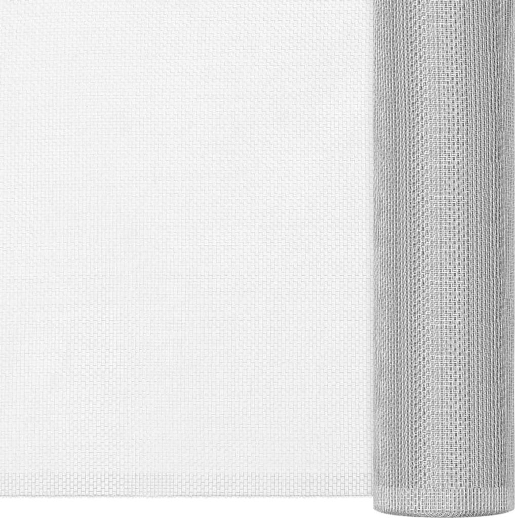 A roll of white aluminum insect screen is shown against a white background.