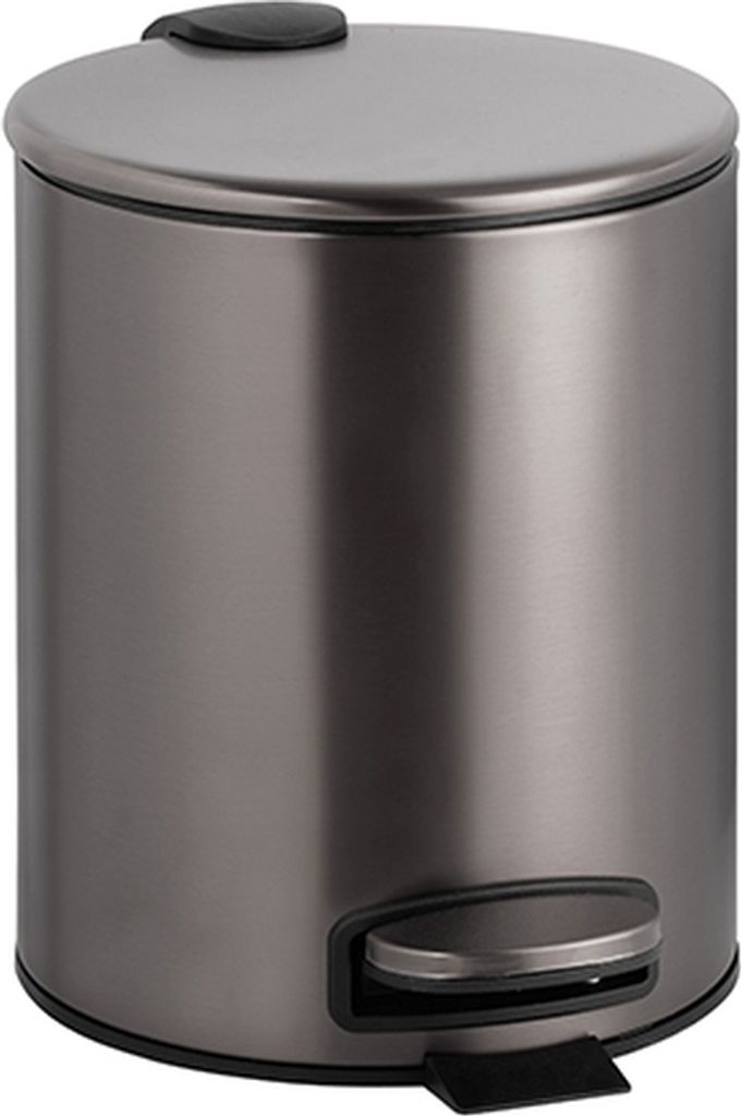 BAPHIT Abfalleimer Edelstahl Metallic Grau matt 5 Ltr 260x205x265 mm für Bad & WC >> Freistehend anwendbar