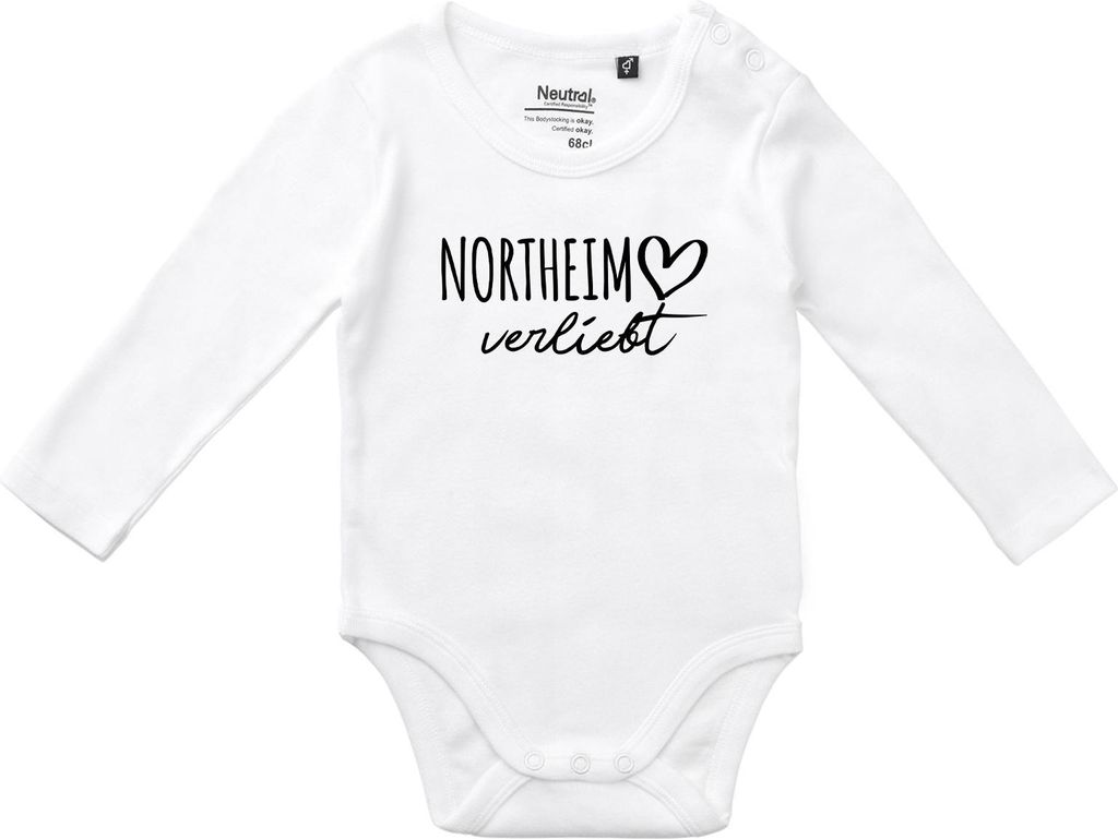 Huuraa Baby Body Northeim verliebt 62 White Baumwolle Fairtrade Langarmbody Geschenkidee