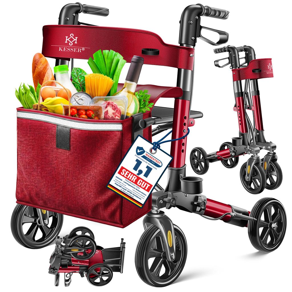 KESSER® Rollator Aluminium faltbar, höhenverstellbar & bis Produktbild 