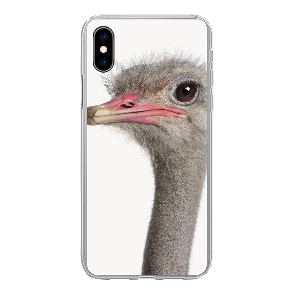 MuchoWow Handyhülle Schutzhülle Hülle für iPhone Xs Strauß - Tiere - Kinder - Jungen - Mädchen - Vogel Silikon Softcase Handy Hülle - Hand...