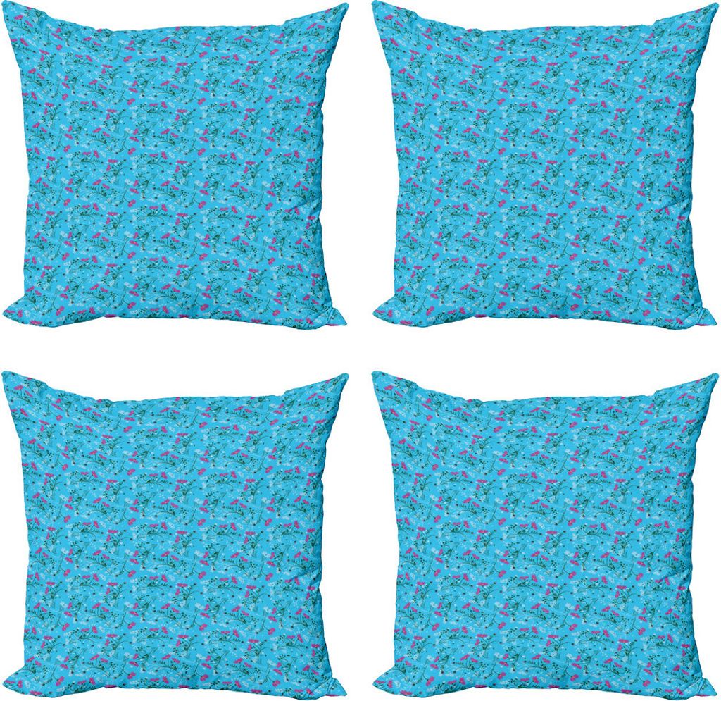 ABAKUHAUS Blumen Kissenbezug Set (4 Stück), Wellenförmige Äste und Zweige, Moderner Doppelseitiger Digitaldruck, 50 cm x 50 cm, Mehrfarbig