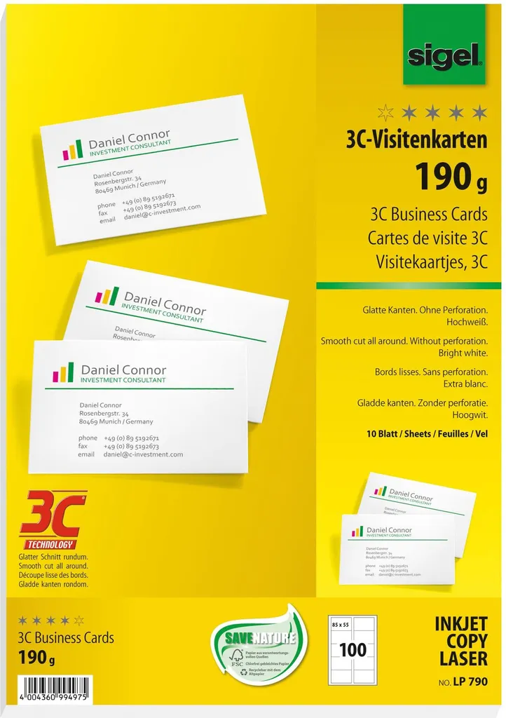 Migliora il tuo Branding con Sigel LP790 | Biglietti Visita 3C 190g