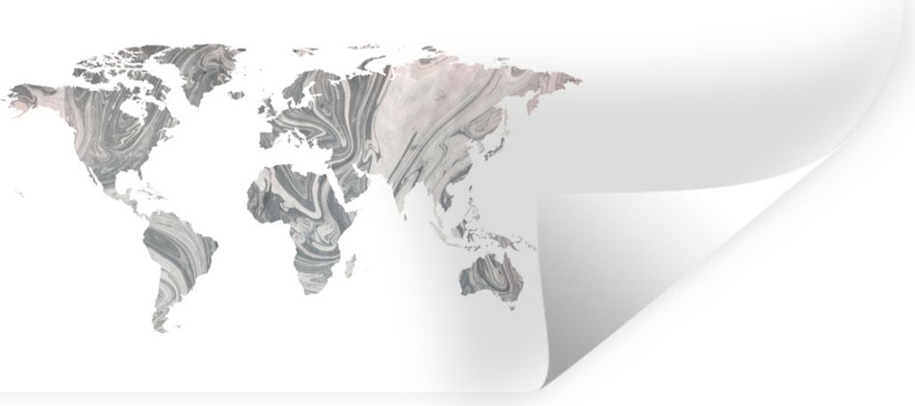 MuchoWow Wandtattoo Wandsticker Wandaufkleber Weltkarte - Achat - Grau 120x40 cm Selbstklebend und Repositionierbar - Repositionierbar - Wasser a...