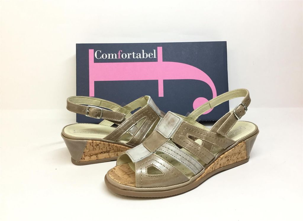 Comfortabel Sandalette Keil 4,5cm beige 40