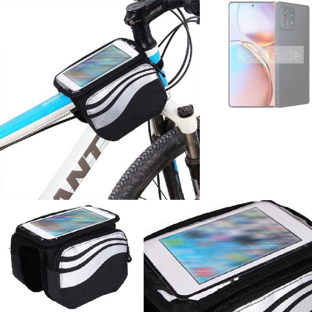 K-S-Trade Rahmentasche Fahrrad-Halterung kompatibel mit Motorola Edge+ 2023 Rahmenhalterung Fahrrad Handyhalterung Fahrradtasche Handy Smartphone