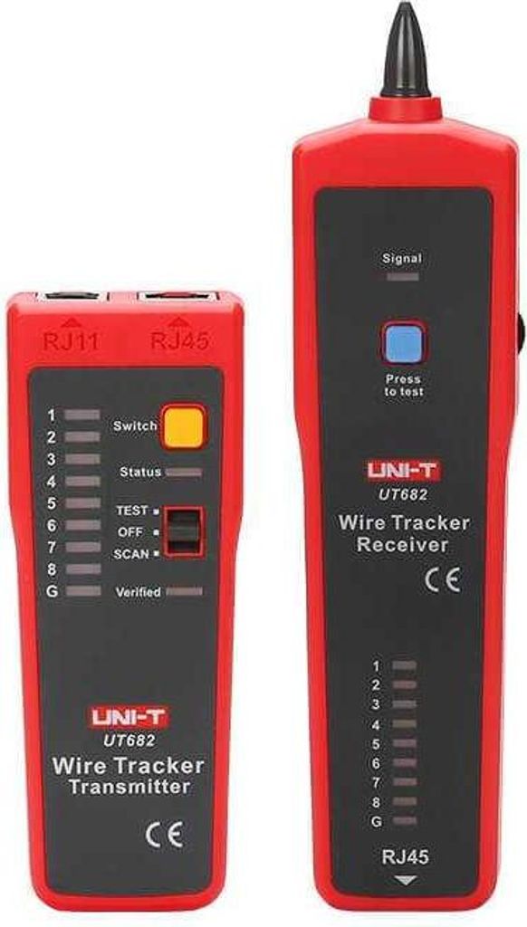 Kabeltester, rood, geschikt voor RJ11, RJ12 en RJ45 Productafbeelding 