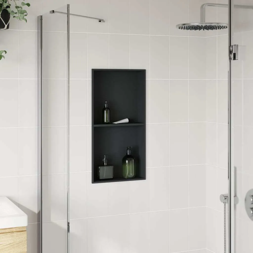 Niche de douche encastrable design noir mat 32x62 cm pour salle de bain - 3