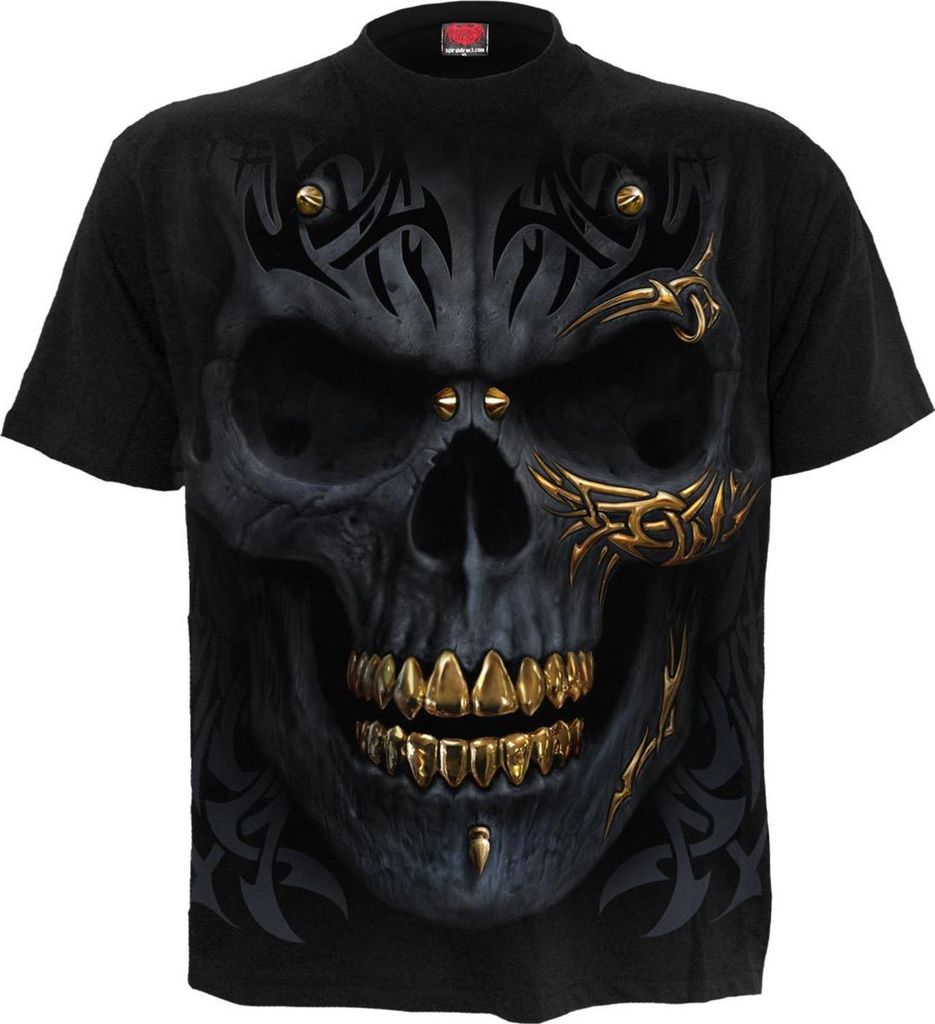Spiral T-Shirt Herren Nero Oro Schwarz Gotico, Horror, Immagine del prodotto 