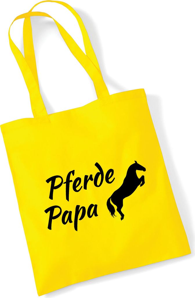 Huuraa Jutebeutel Pferdepapa Silhouette 10 Liter Yellow Baumwolle Tasche Geschenkidee