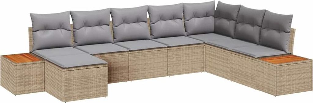 vidaXL Gartensofa-set mit Kissen 9 pcs Beige und Hellgrau Polyrattan