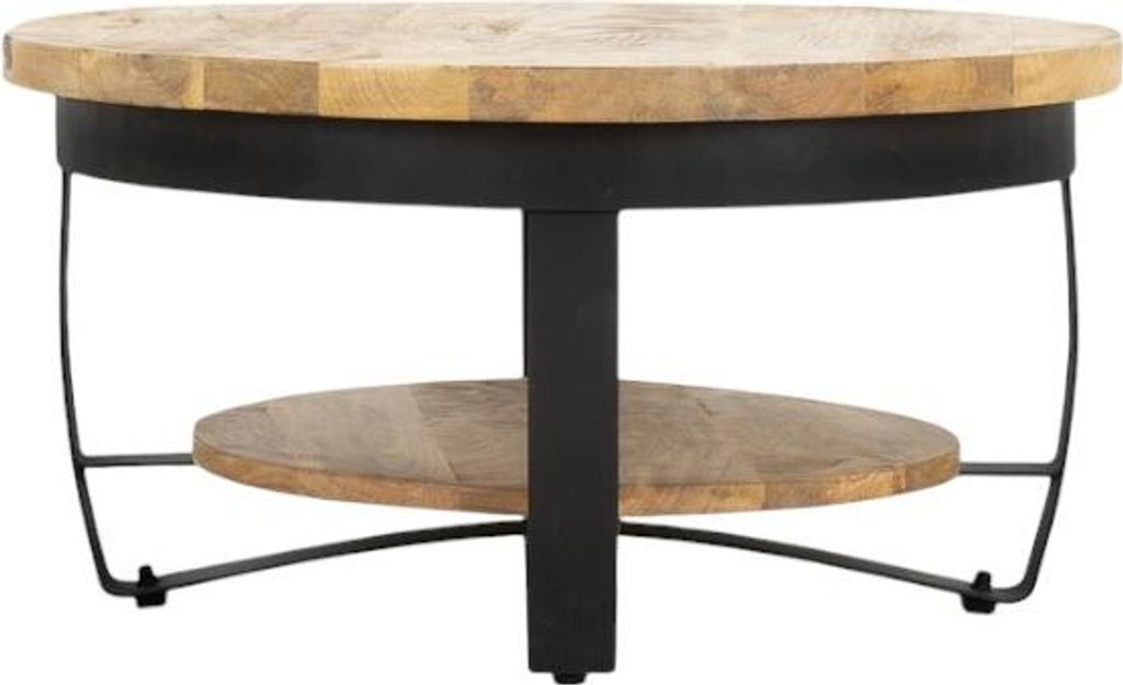 Couchtisch Paras Mangoholz Metall Natur Schwarz 65 cm, Masse:Durchmesser 65 cm