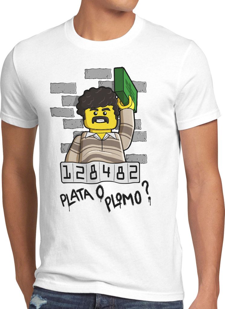 style3 Plata o Plomo Herren T-Shirt pablo bloque kokain